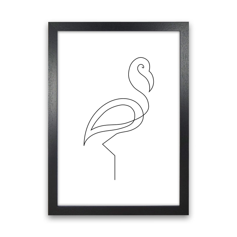 One Line Flamingo Art Print by Seven Trees Design Black Grain