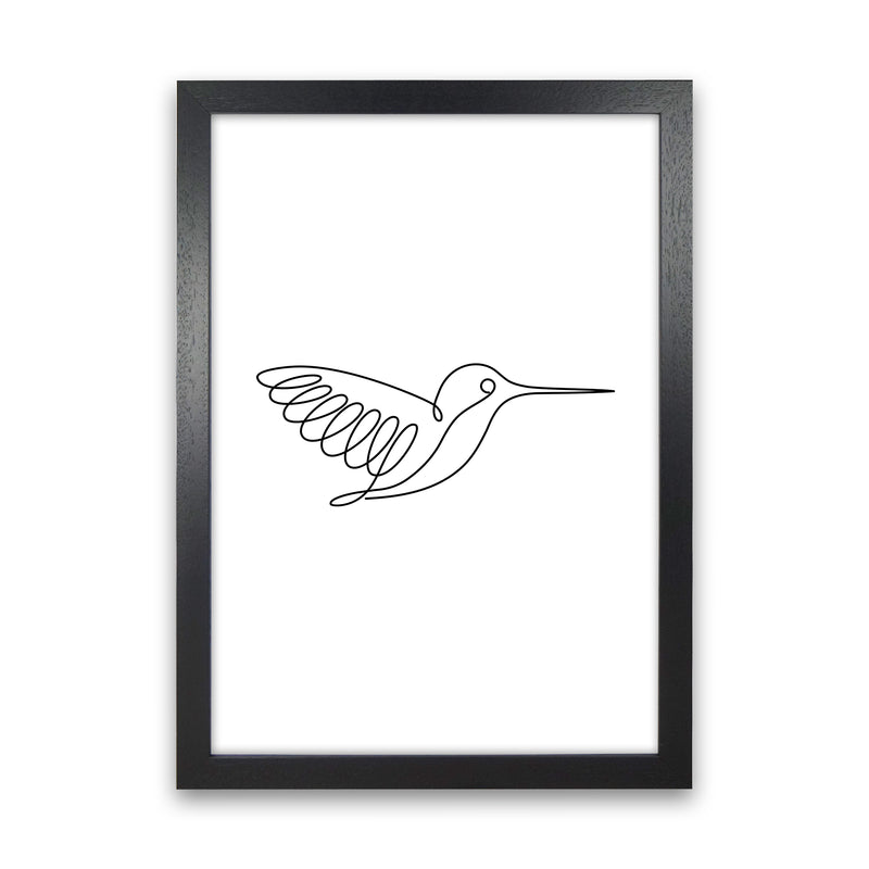 One Line Hummingbird Art Print by Seven Trees Design Black Grain
