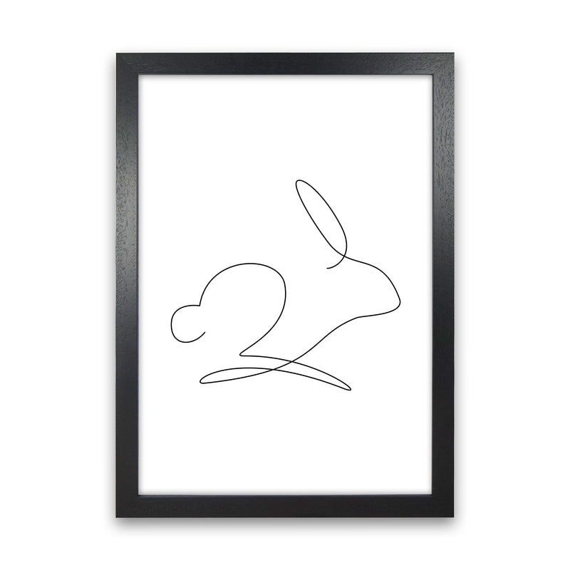 One Line Rabbit Art Print by Seven Trees Design Black Grain