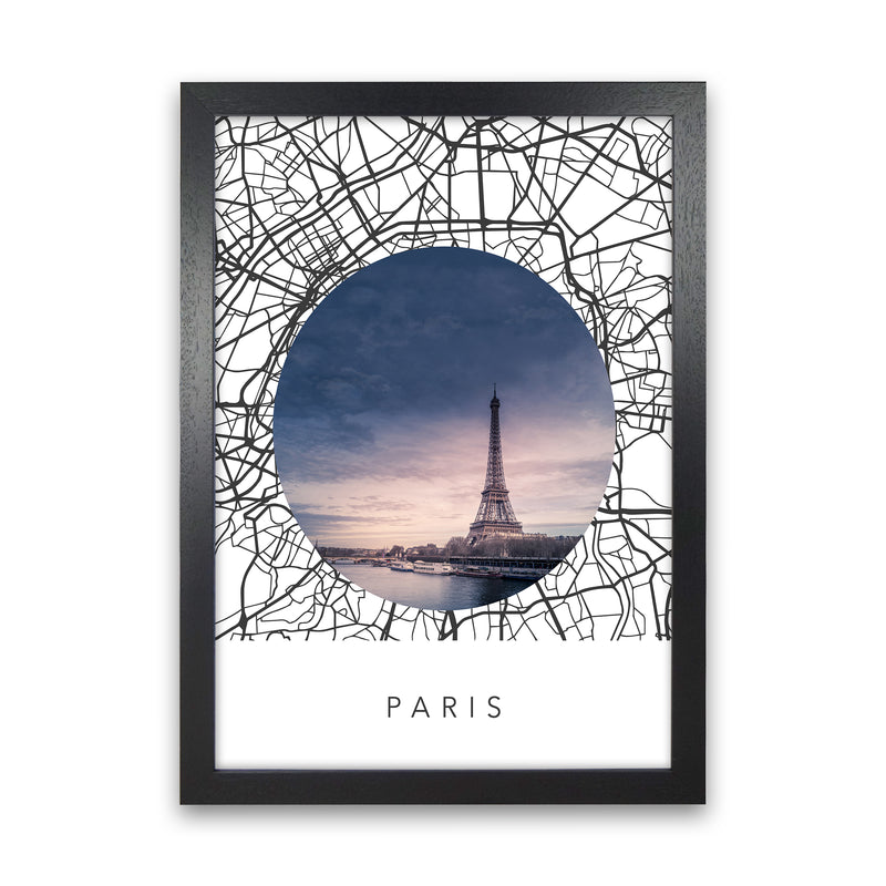 Paris Streets Collage Art Print by Seven Trees Design Black Grain