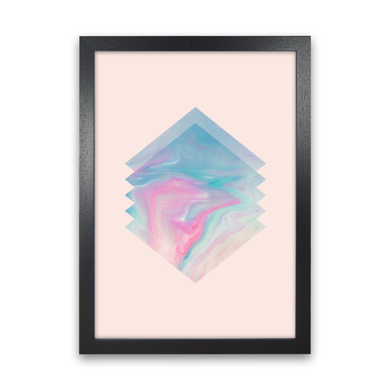 Pink Aqua Marble Abstract Art Print by Seven Trees Design Black Grain