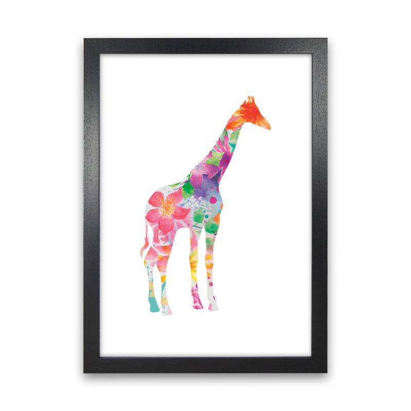 The Floral Giraffe Animal Art Print by Seven Trees Design Black Grain