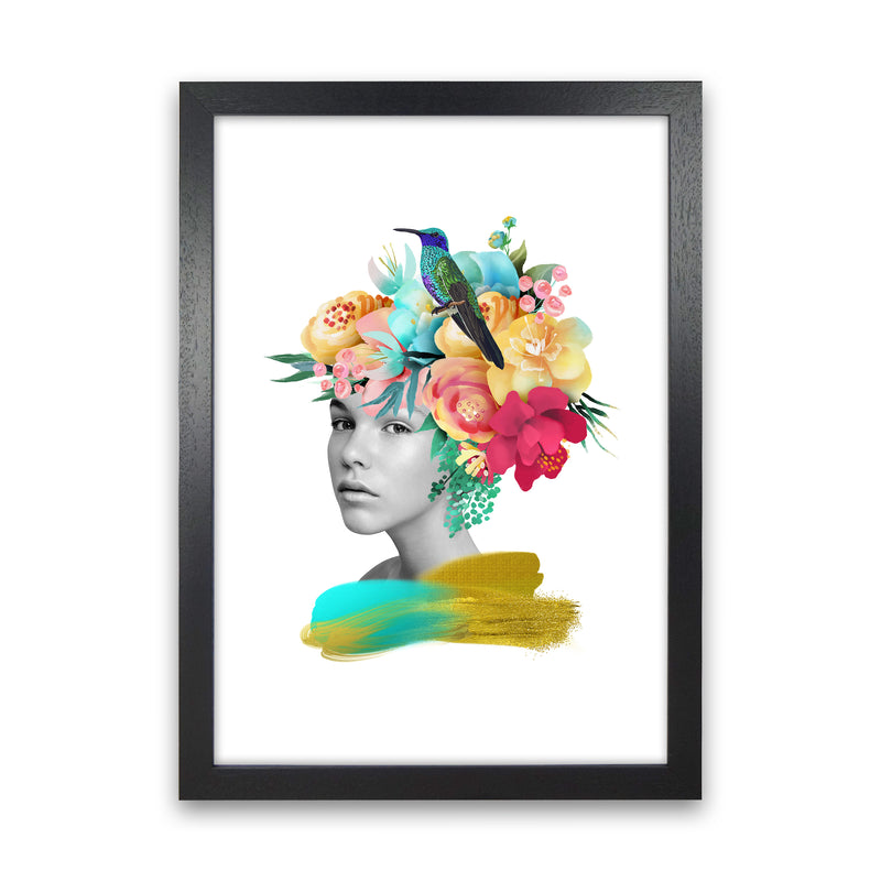 The Girl And The Paradise Art Print by Seven Trees Design Black Grain