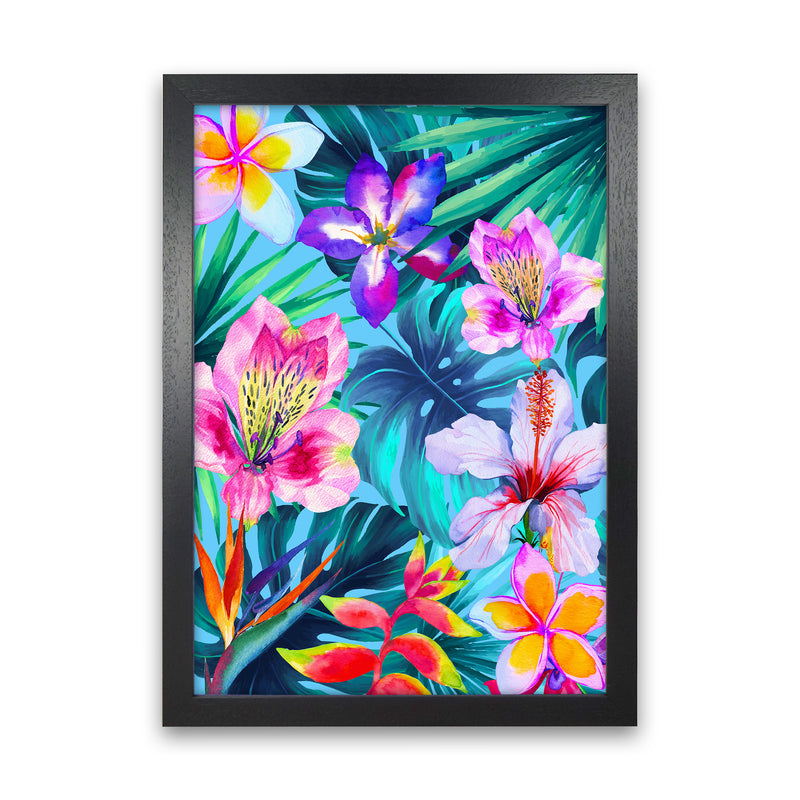 The Tropical Flowers Art Print by Seven Trees Design Black Grain