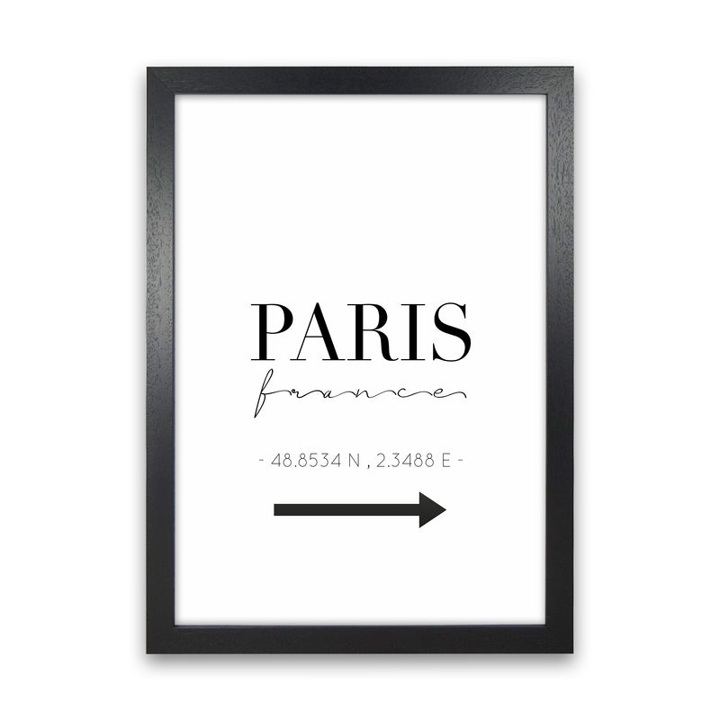 To Paris Sign Art Print by Seven Trees Design Black Grain