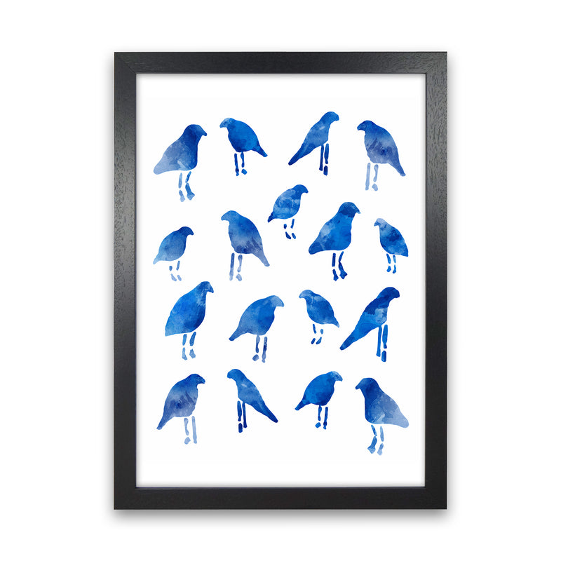 Watercolor Blue Birds Art Print by Seven Trees Design Black Grain