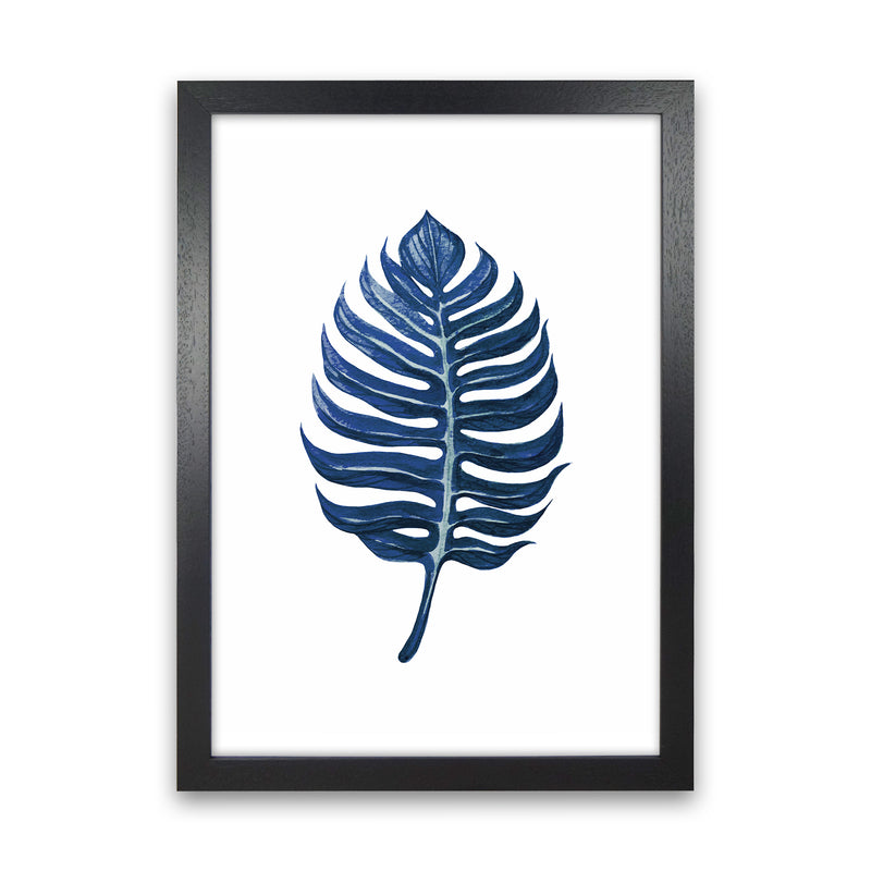 Watercolor Blue Leaf II Art Print by Seven Trees Design Black Grain