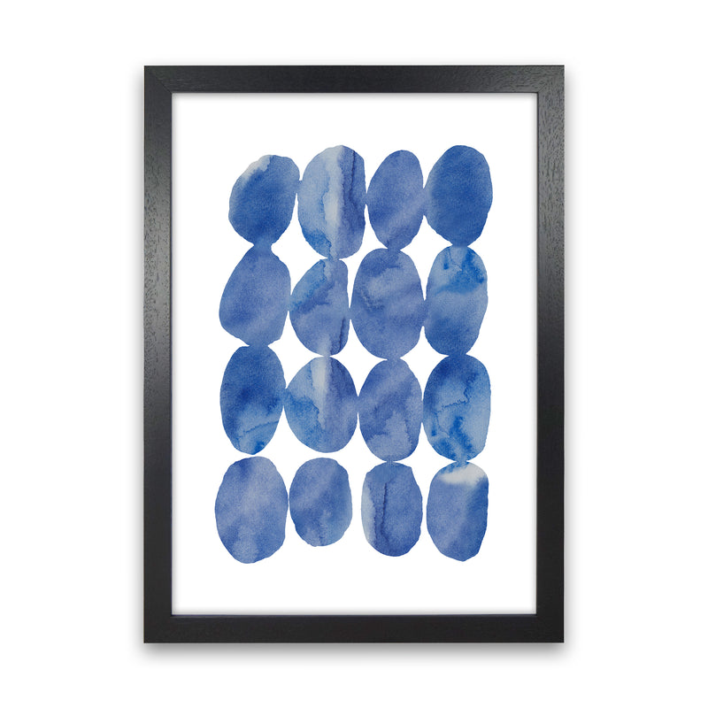 Watercolor Blue Stones Art Print by Seven Trees Design Black Grain