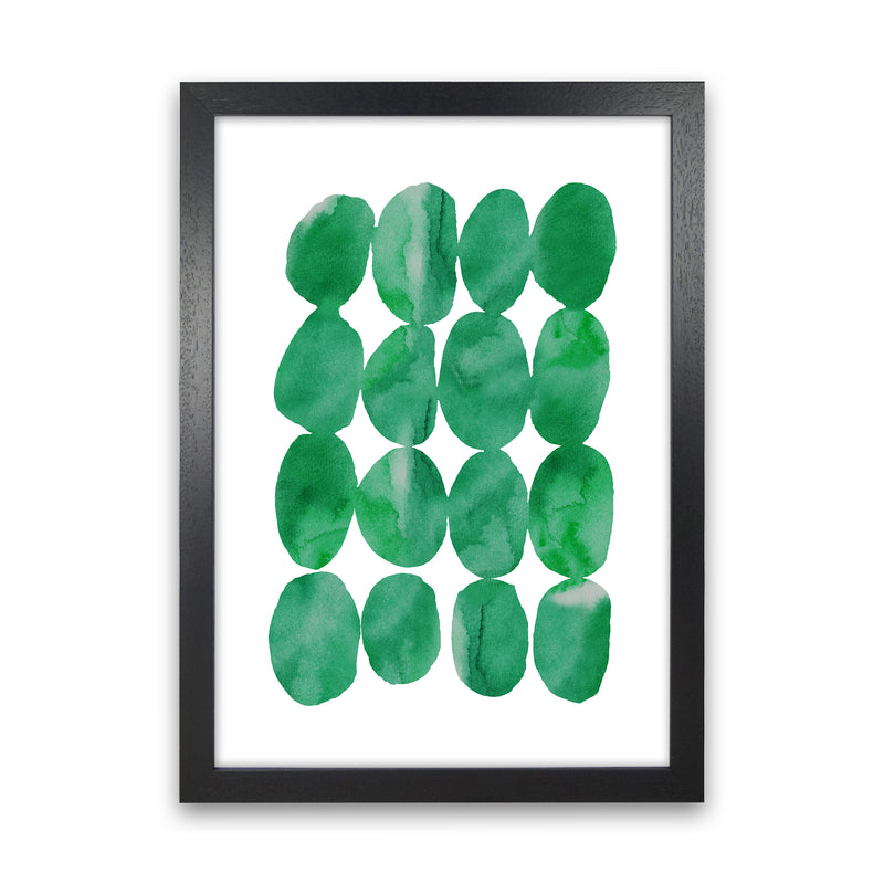 Watercolor Emerald Stones Art Print by Seven Trees Design Black Grain