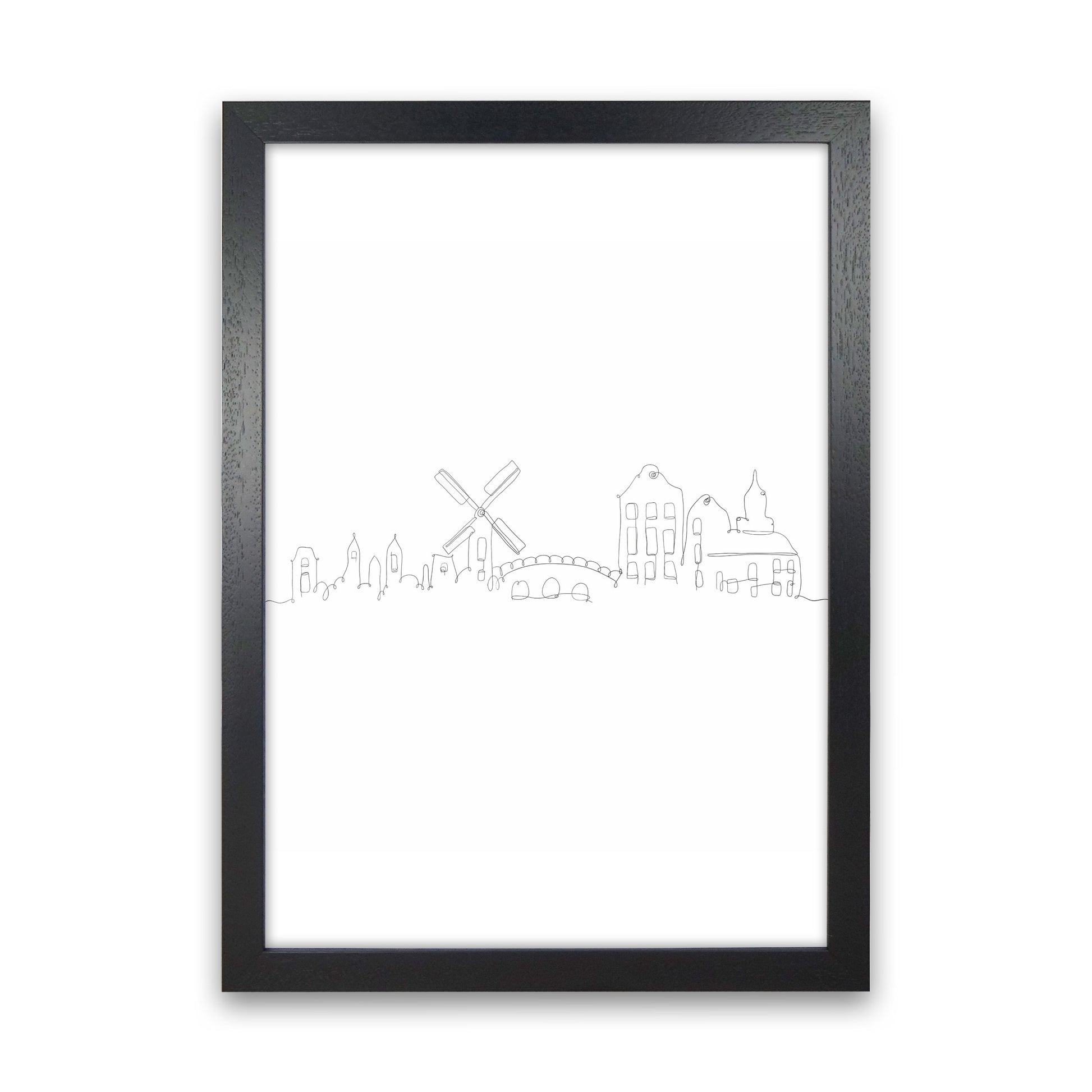 One Line Amsterdam Art Print by Seven Trees Design Black Grain