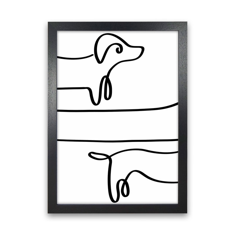 One Line dachshund Art Print by Seven Trees Design Black Grain