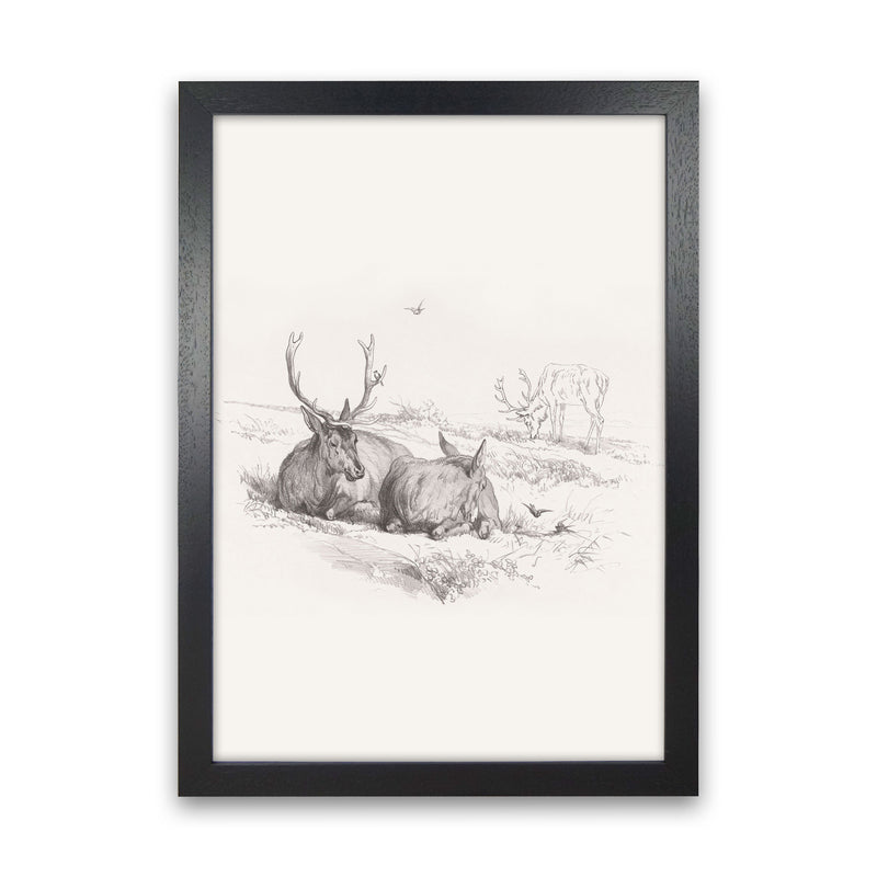 Reindeer Chilling Art Print by Seven Trees Design Black Grain
