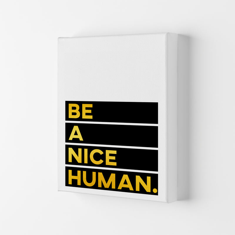 Be a Nice Human Quote Art Print by Seven Trees Design Canvas