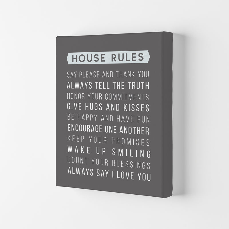 House Rules Quote Art Print by Seven Trees Design Canvas