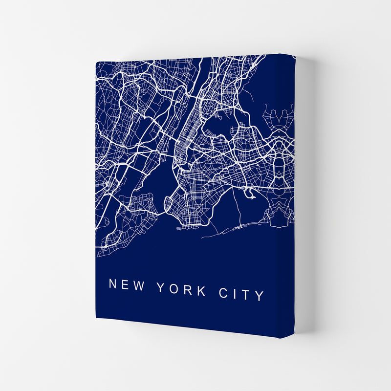 NYC Streets Blue Map Art Print by Seven Trees Design Canvas
