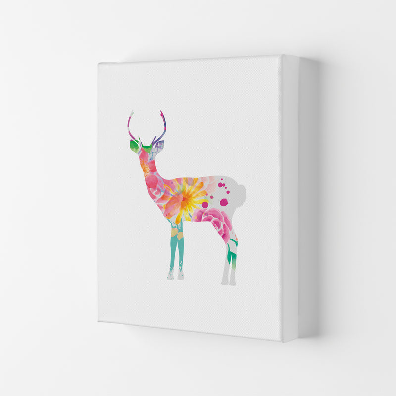The Floral Deer Animal Art Print by Seven Trees Design Canvas