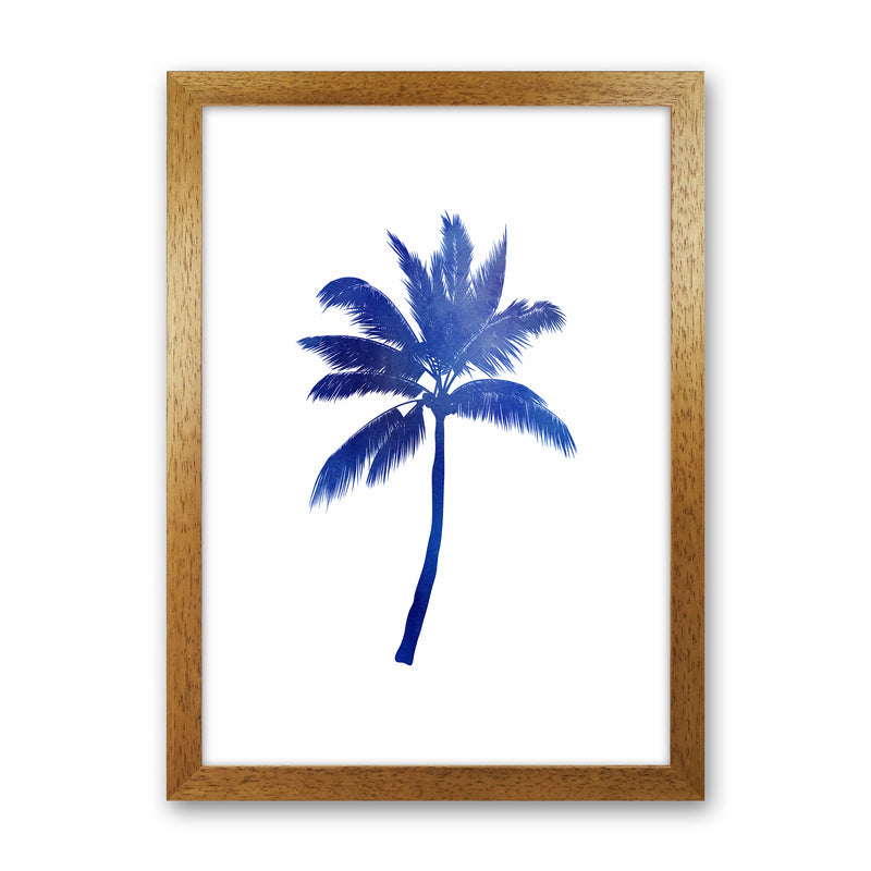 Blue Palm Tree Art Print by Seven Trees Design Oak Grain