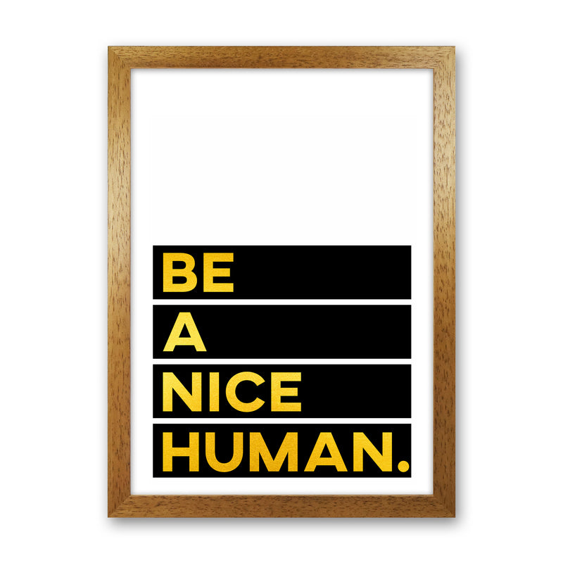 Be a Nice Human Quote Art Print by Seven Trees Design Oak Grain