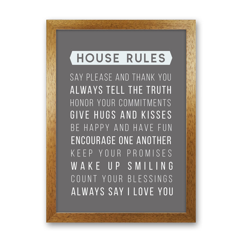 House Rules Quote Art Print by Seven Trees Design Oak Grain