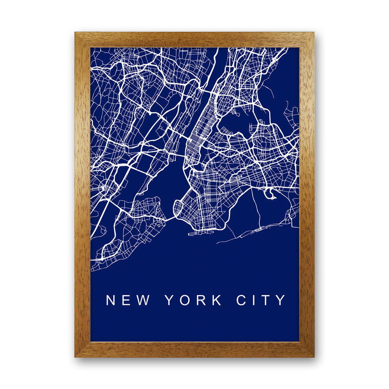 NYC Streets Blue Map Art Print by Seven Trees Design Oak Grain