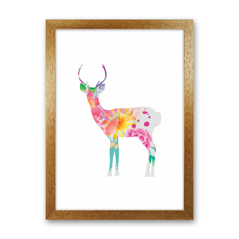 The Floral Deer Animal Art Print by Seven Trees Design Oak Grain