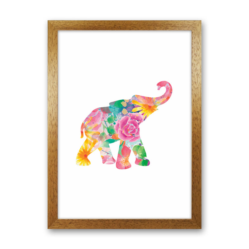 The Floral Elephant Animal Art Print by Seven Trees Design Oak Grain
