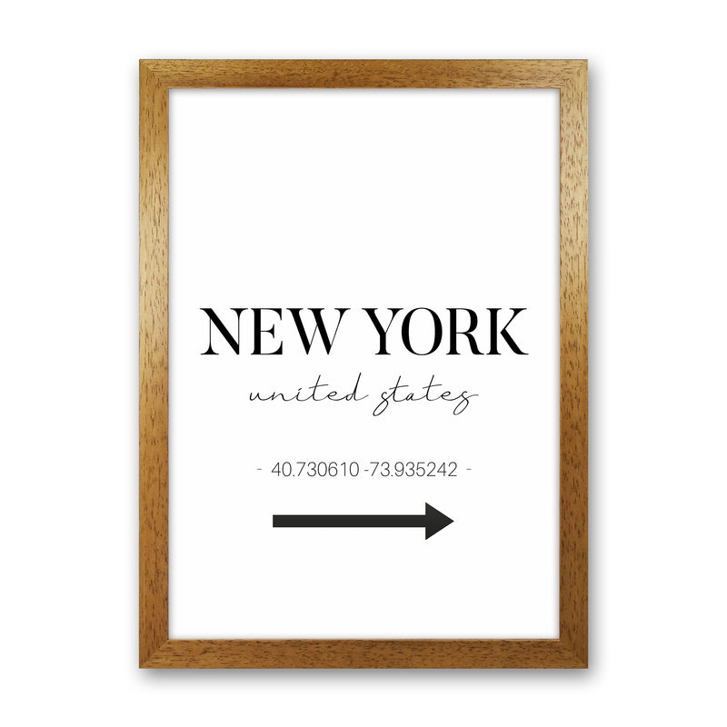 To New York Sign Art Print by Seven Trees Design Oak Grain