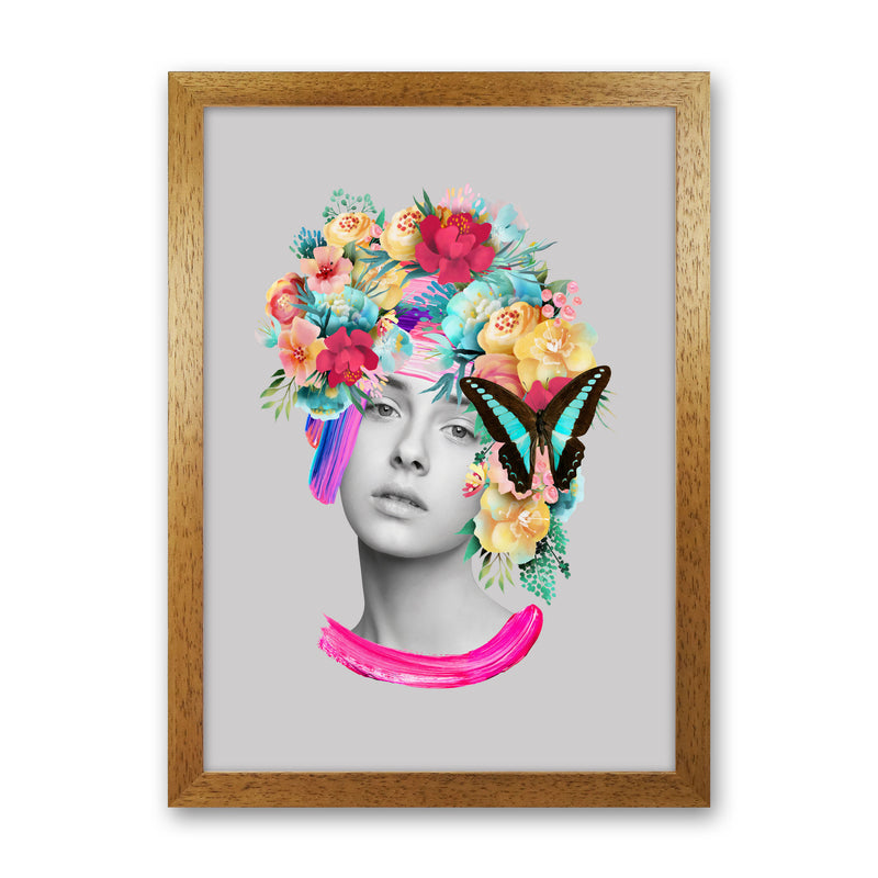 The Girl and the Butterfly Art Print by Seven Trees Design Oak Grain