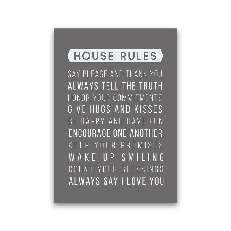House Rules Quote Art Print by Seven Trees Design Print Only