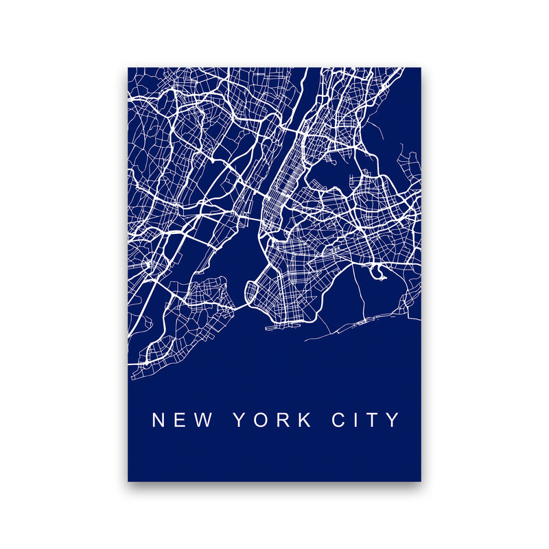 NYC Streets Blue Map Art Print by Seven Trees Design Print Only