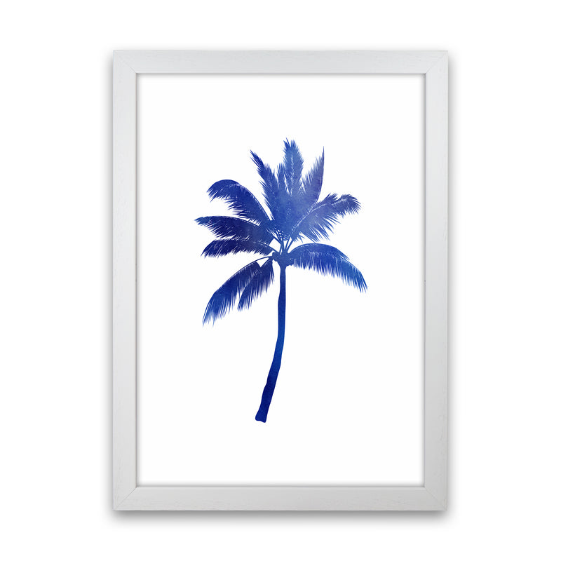 Blue Palm Tree Art Print by Seven Trees Design White Grain