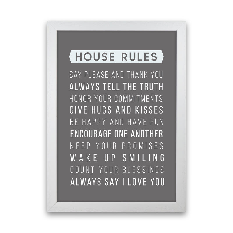 House Rules Quote Art Print by Seven Trees Design White Grain