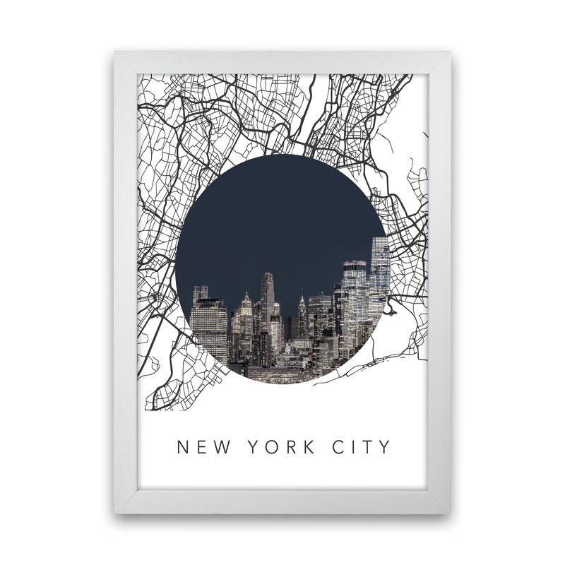 New York City Streets Collage Art Print by Seven Trees Design White Grain