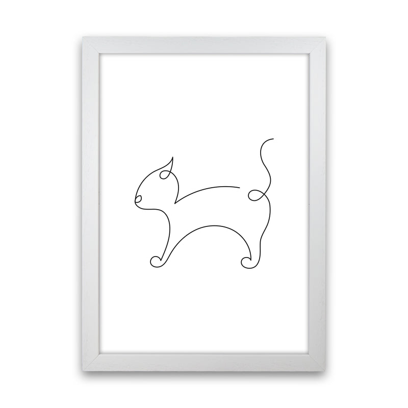 One Line Cat Art Print by Seven Trees Design White Grain