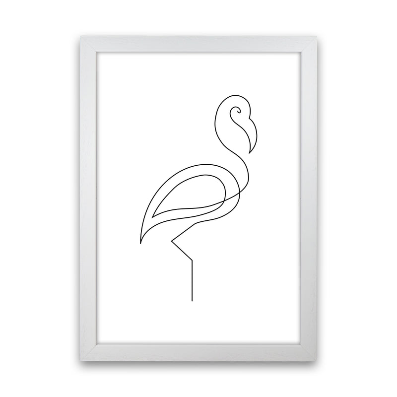 One Line Flamingo Art Print by Seven Trees Design White Grain