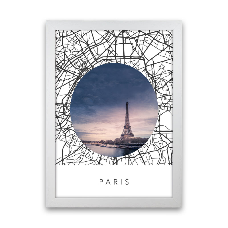 Paris Streets Collage Art Print by Seven Trees Design White Grain