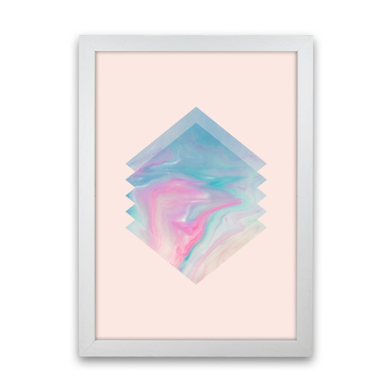 Pink Aqua Marble Abstract Art Print by Seven Trees Design White Grain