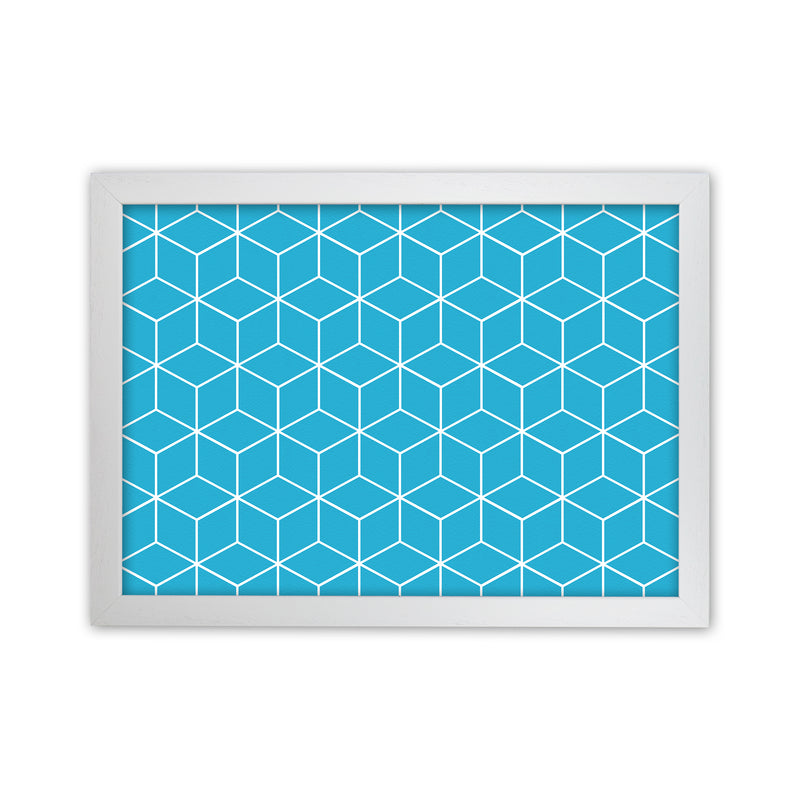 The Blue Cubes Art Print by Seven Trees Design White Grain