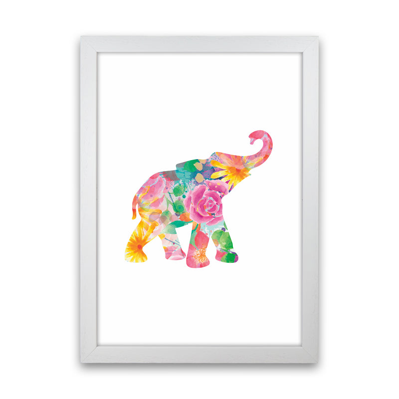 The Floral Elephant Animal Art Print by Seven Trees Design White Grain