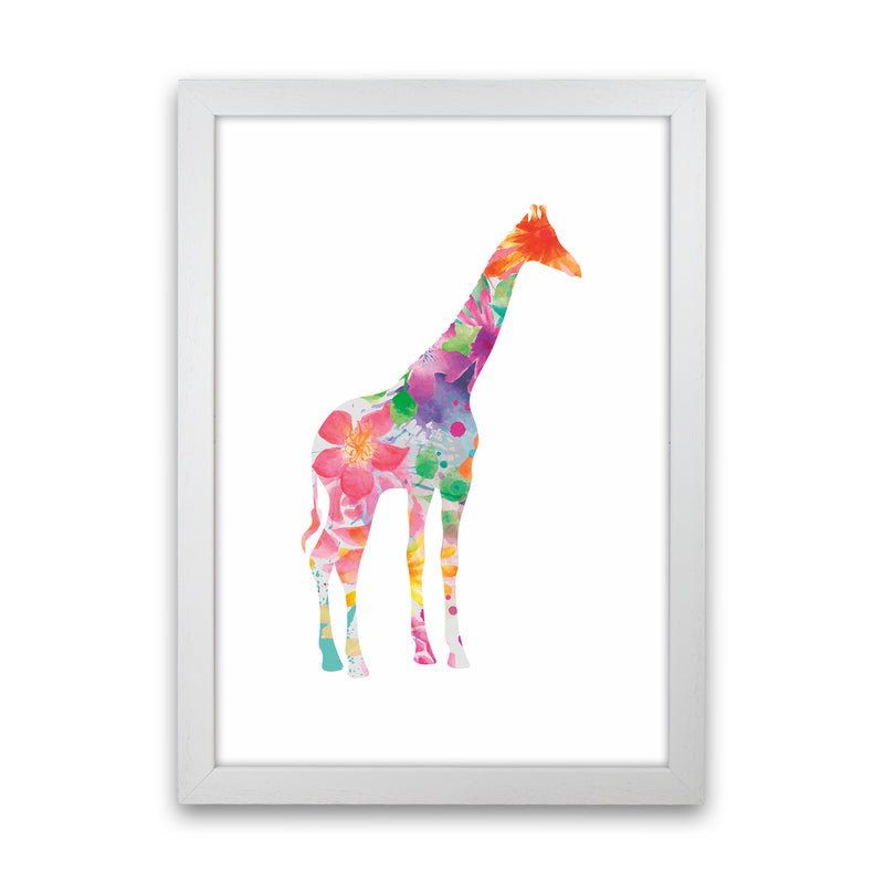 The Floral Giraffe Animal Art Print by Seven Trees Design White Grain