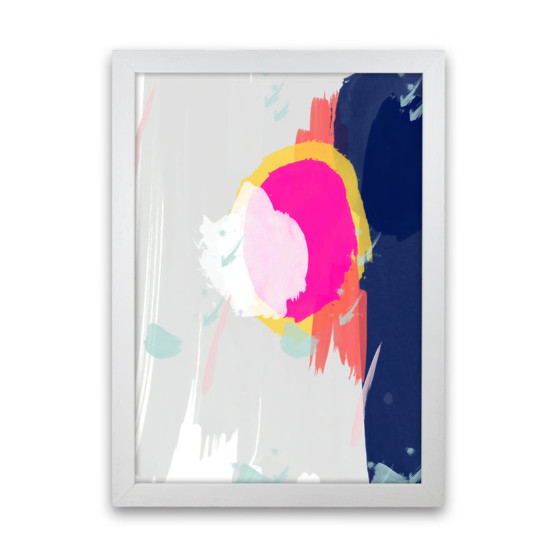 The Happy Paint Strokes Abstract Art Print by Seven Trees Design White Grain