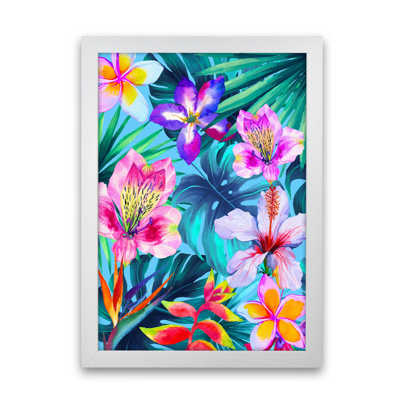 The Tropical Flowers Art Print by Seven Trees Design White Grain