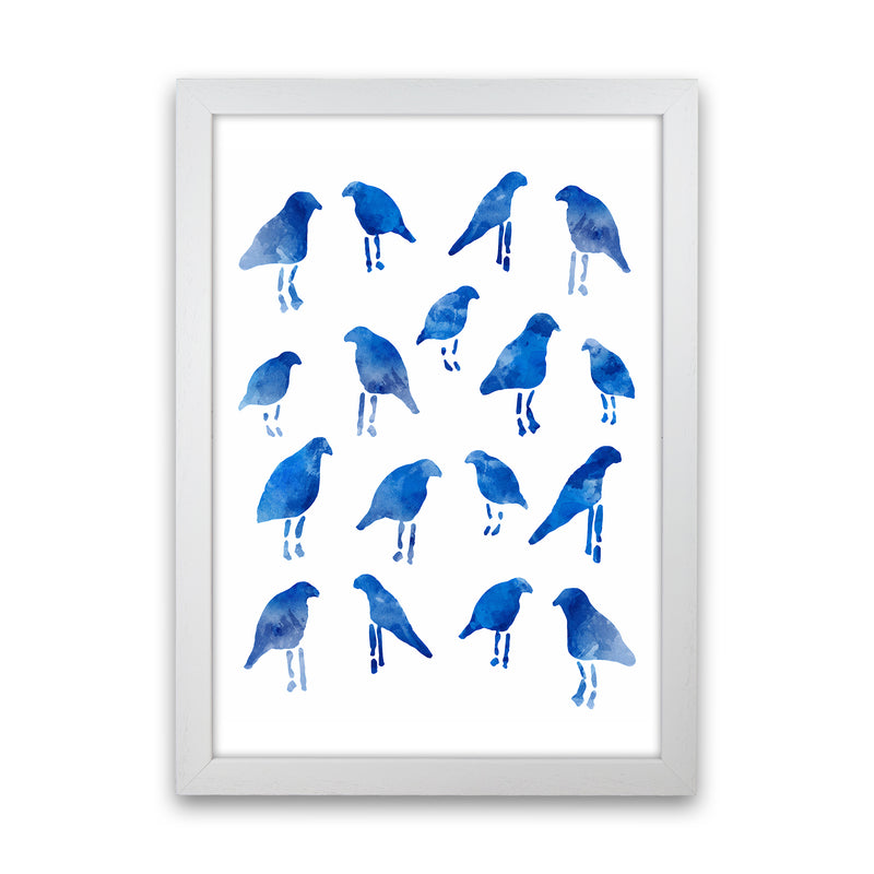 Watercolor Blue Birds Art Print by Seven Trees Design White Grain