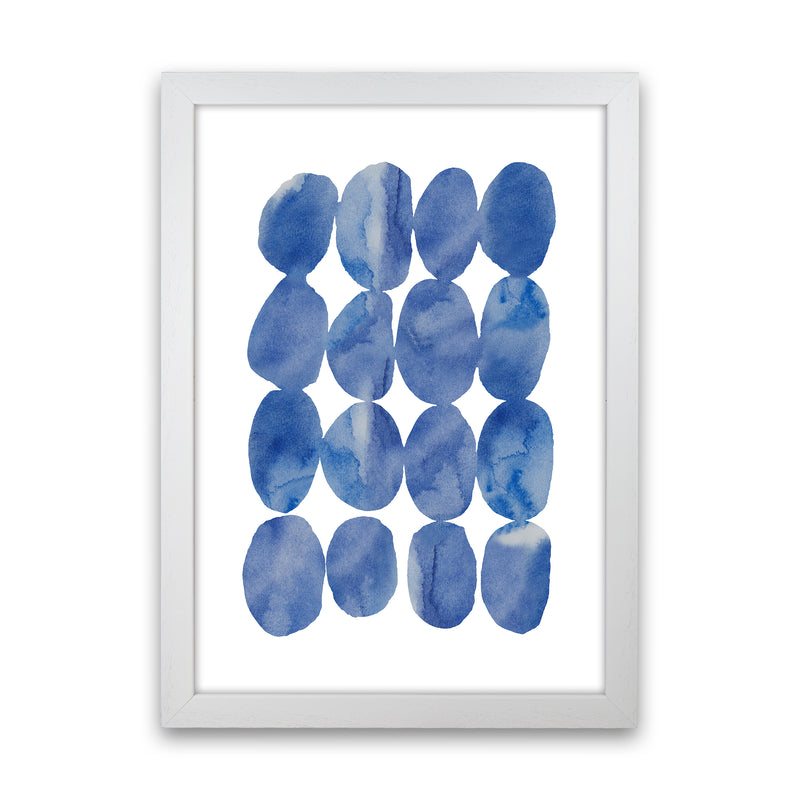 Watercolor Blue Stones Art Print by Seven Trees Design White Grain