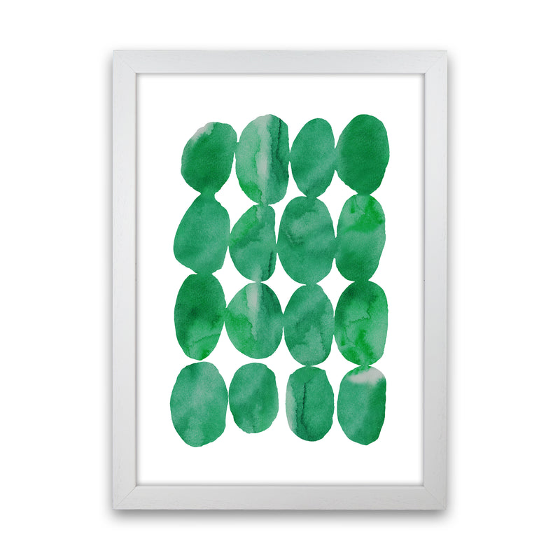 Watercolor Emerald Stones Art Print by Seven Trees Design White Grain