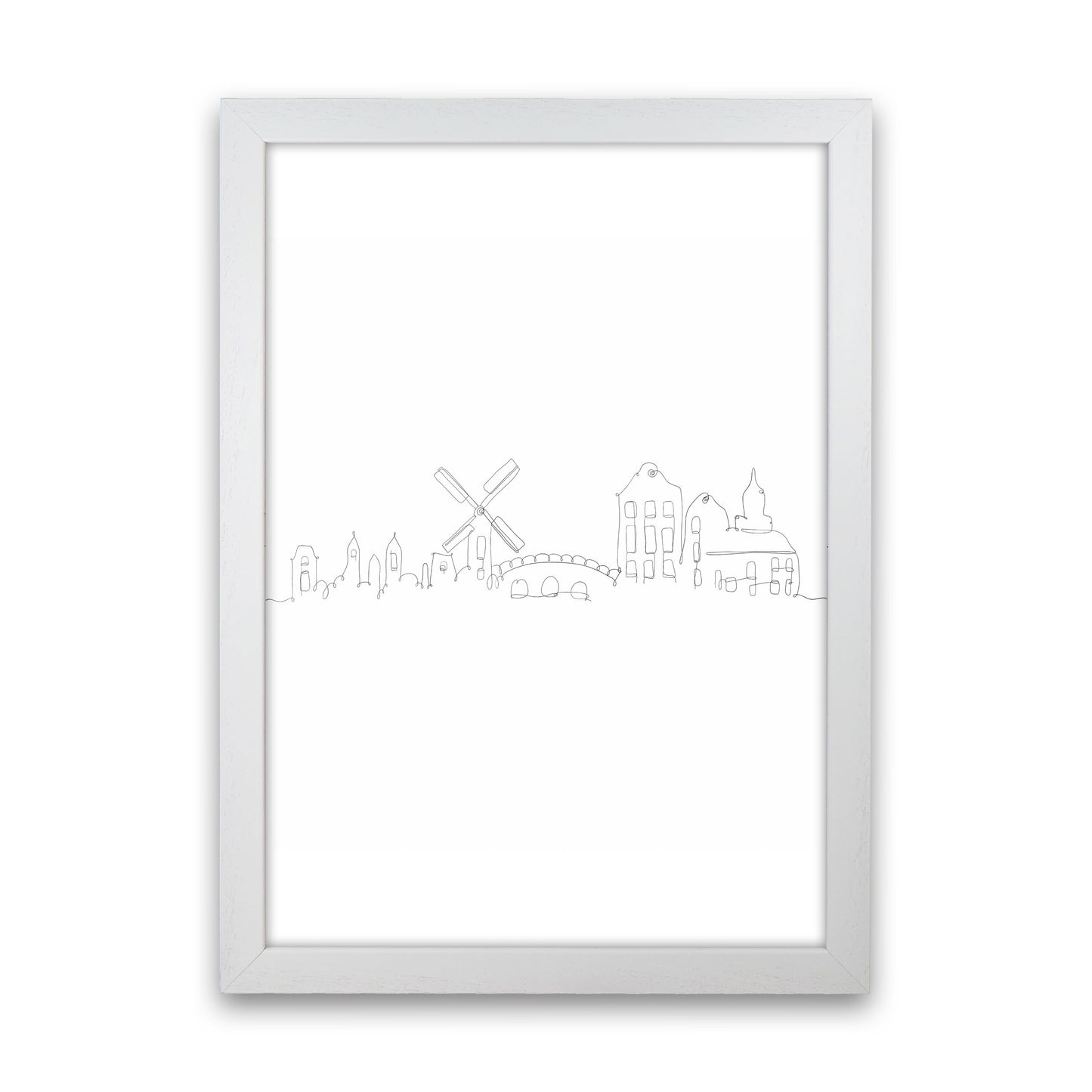 One Line Amsterdam Art Print by Seven Trees Design White Grain