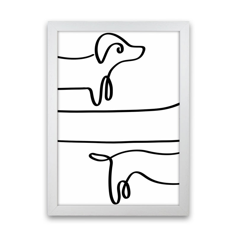 One Line dachshund Art Print by Seven Trees Design White Grain