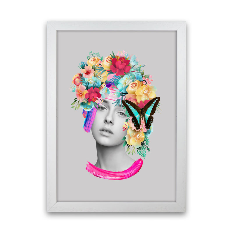 The Girl and the Butterfly Art Print by Seven Trees Design White Grain