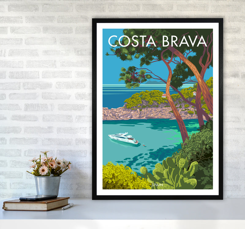 Costa Brava Travel Art Print By Stephen Millership A1 White Frame
