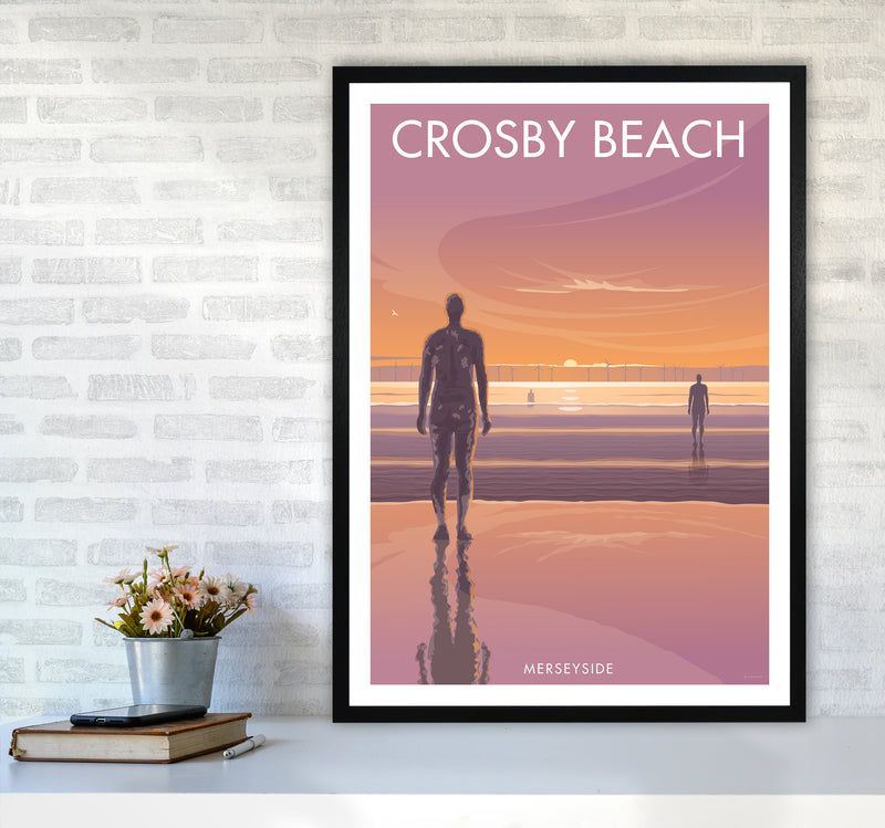 Crosby Beach Travel Art Print By Stephen Millership A1 White Frame